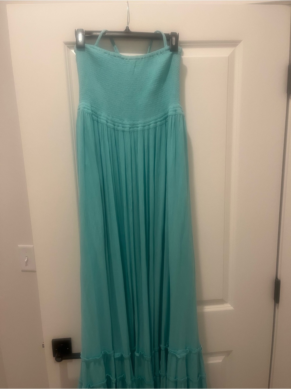 Free People Strapless Maxi Dress in Light Aqua